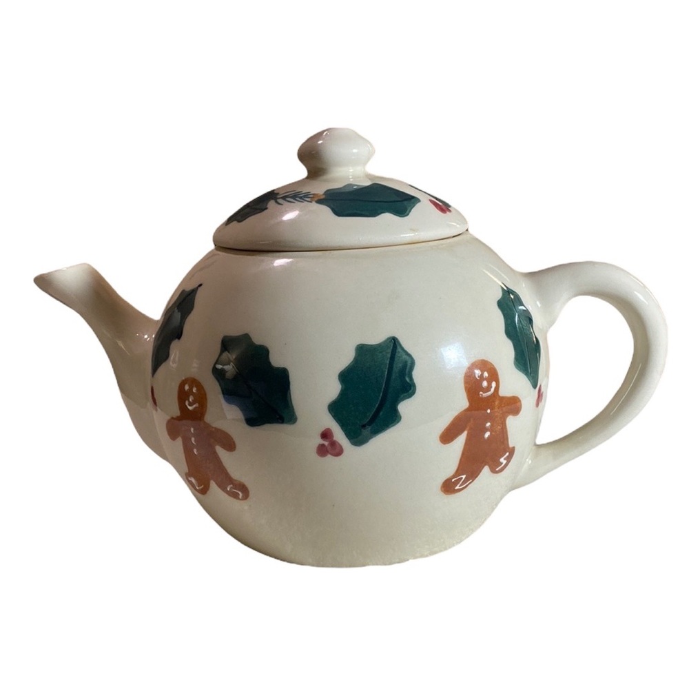 Vintage 1989 HARTSTONE POTTERY Christmas  Gingerbread Man Teapot